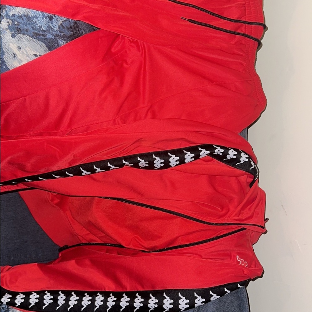 Kappa Red Mens Tracksuit with Black and White Detailing